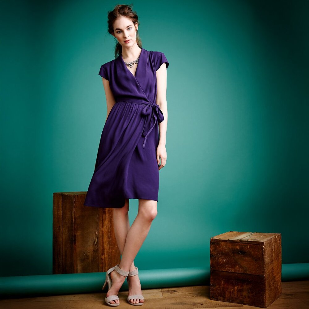 Anthropologie Maeve Noronha Wrap Dress in Deep Purple - sz XS
